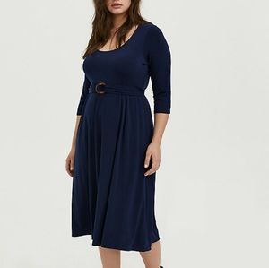 Navy Belted Dress